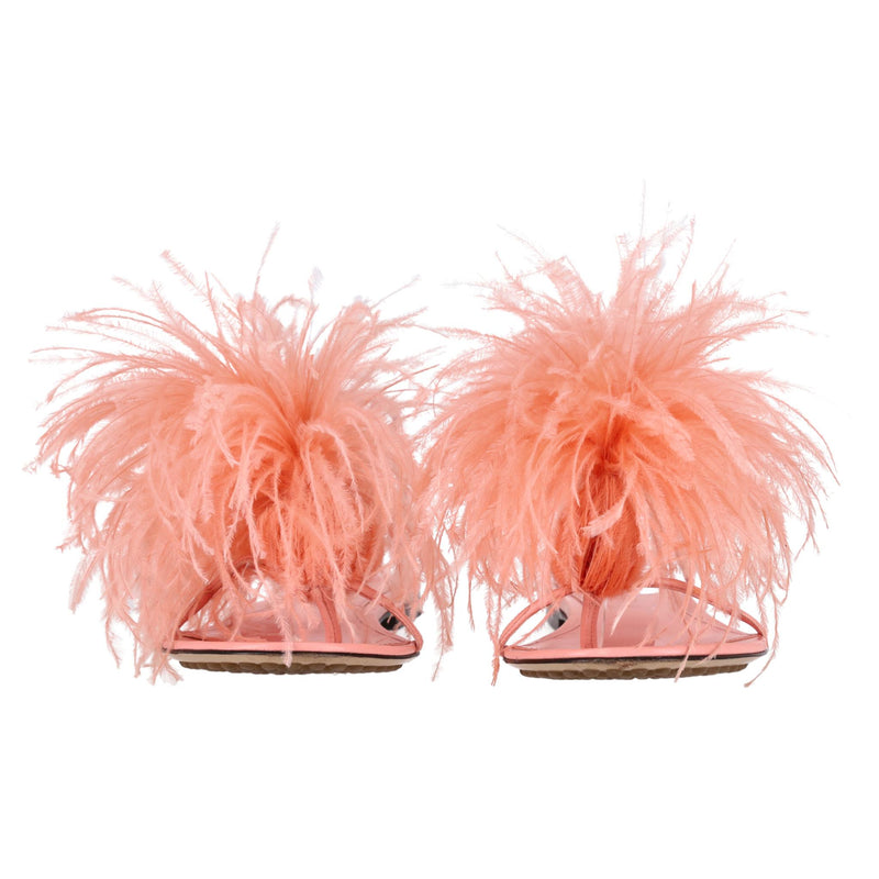 Bottega Veneta Ostrich Feathered Wonderbird Flat Thong Sandals. Size 39