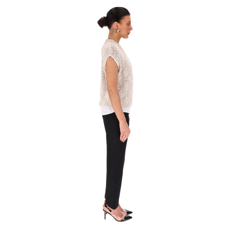Brunello Cuccinelli Textured Cotton & Silk Blend Jumper Top. Size XS