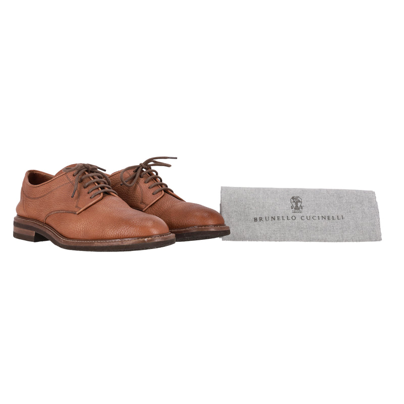 Brunello Cuccinelli Grained Leather Derby Shoes. Size 42