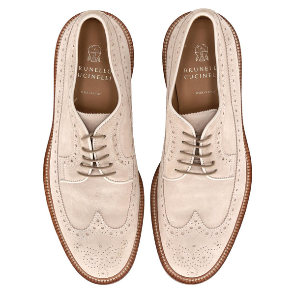Brunello Cucinelli Perforated Suede Derby Shoes. Size 42