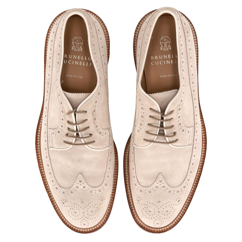 Brunello Cucinelli Perforated Suede Derby Shoes. Size 42
