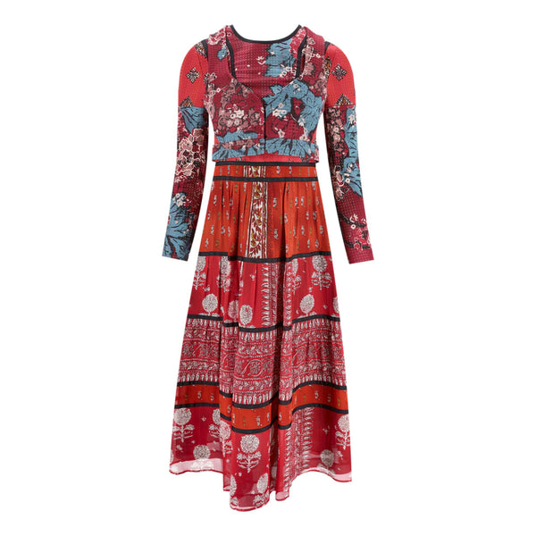 Burberry Prorsum Multi-Patterned Patchwork Silk Dress. Size 40IT