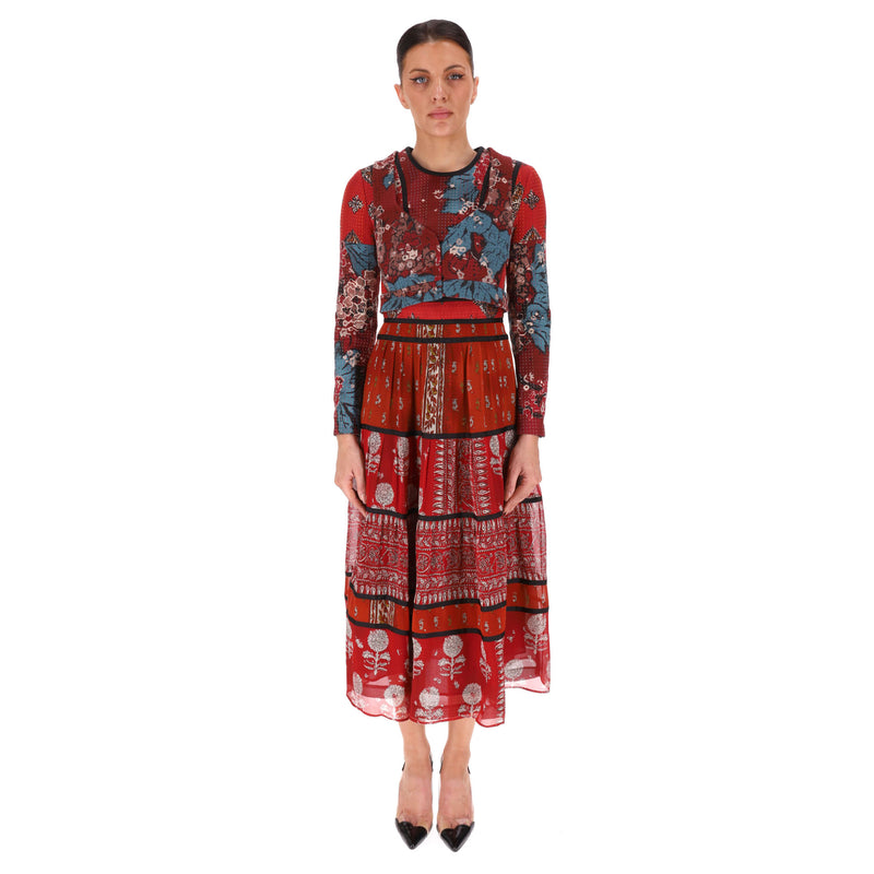 Burberry Prorsum Multi-Patterned Patchwork Silk Dress. Size 40IT