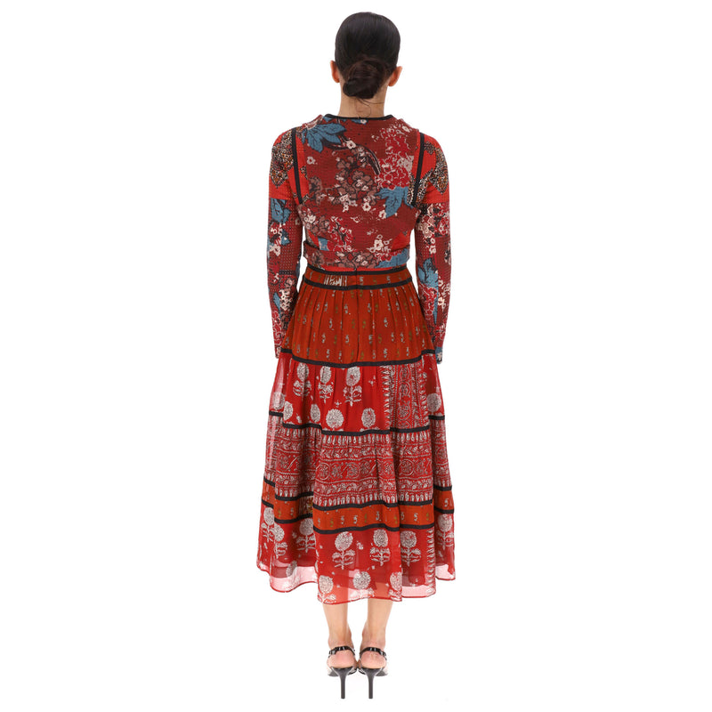 Burberry Prorsum Multi-Patterned Patchwork Silk Dress. Size 40IT