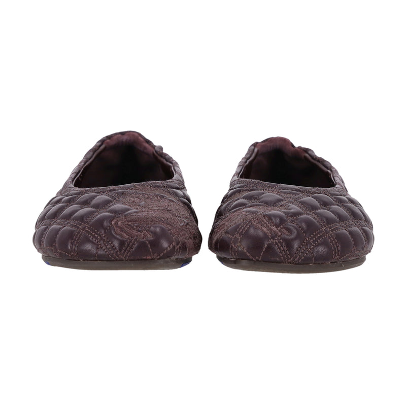 Burberry Embroidered Quilted Lambskin Ballet Flats. Size 38.5