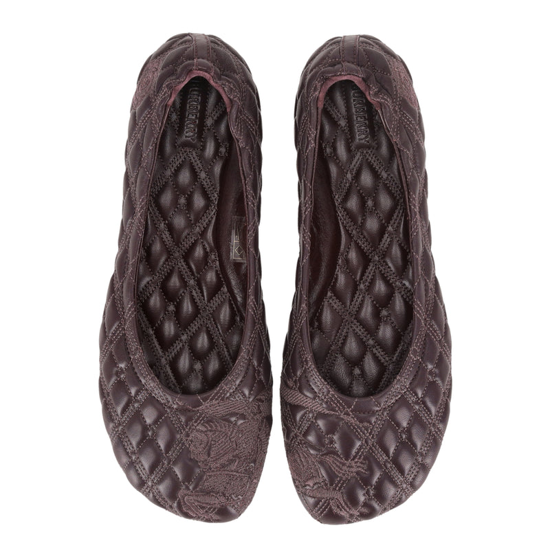 Burberry Embroidered Quilted Lambskin Ballet Flats. Size 38.5