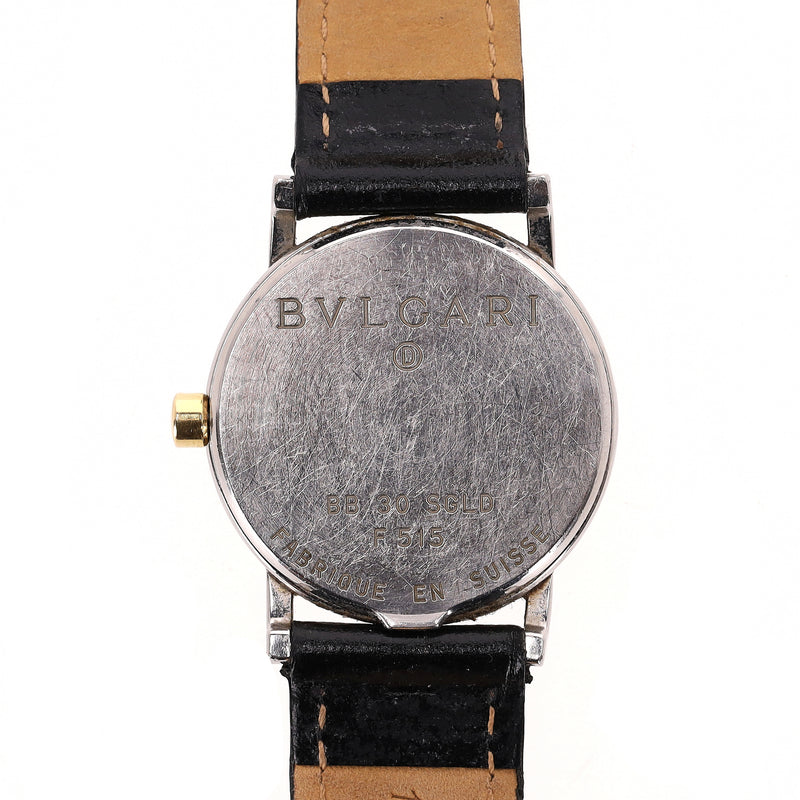 Bvlgari 18k Gold & Stainless Steel Watch With Leather Strap