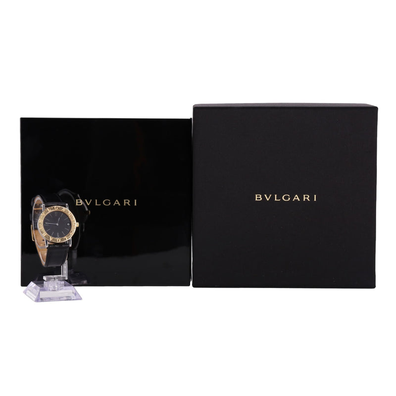 Bvlgari 18k Gold & Stainless Steel Watch With Leather Strap