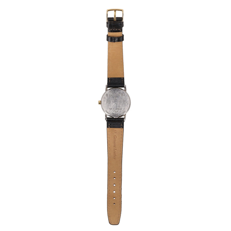 Bvlgari 18k Gold & Stainless Steel Watch With Leather Strap