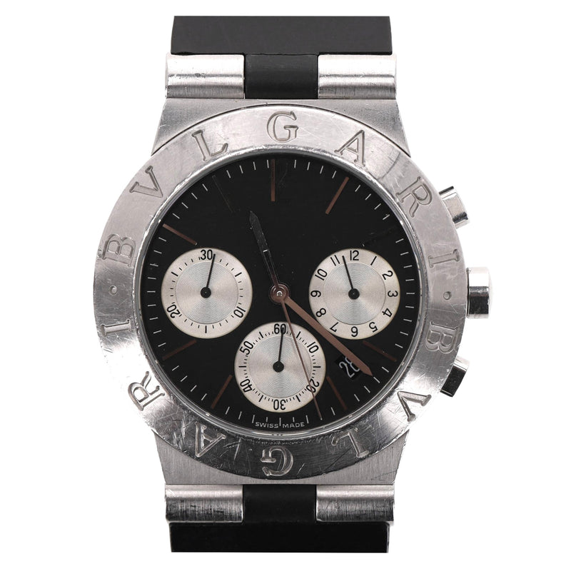 Bvlgari Diagono Chronograph Stainless Steel Watch With A Ceramic Strap