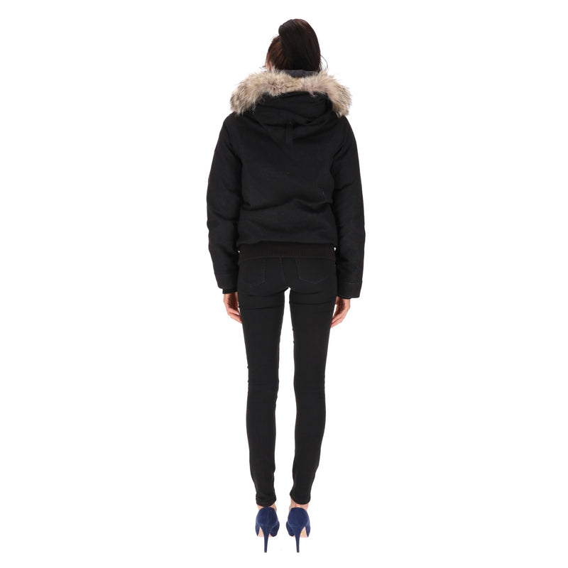 Canada Goose & Loro Piana Wool & Down Bomber Jacket With Coyote Fur Trim. Size S