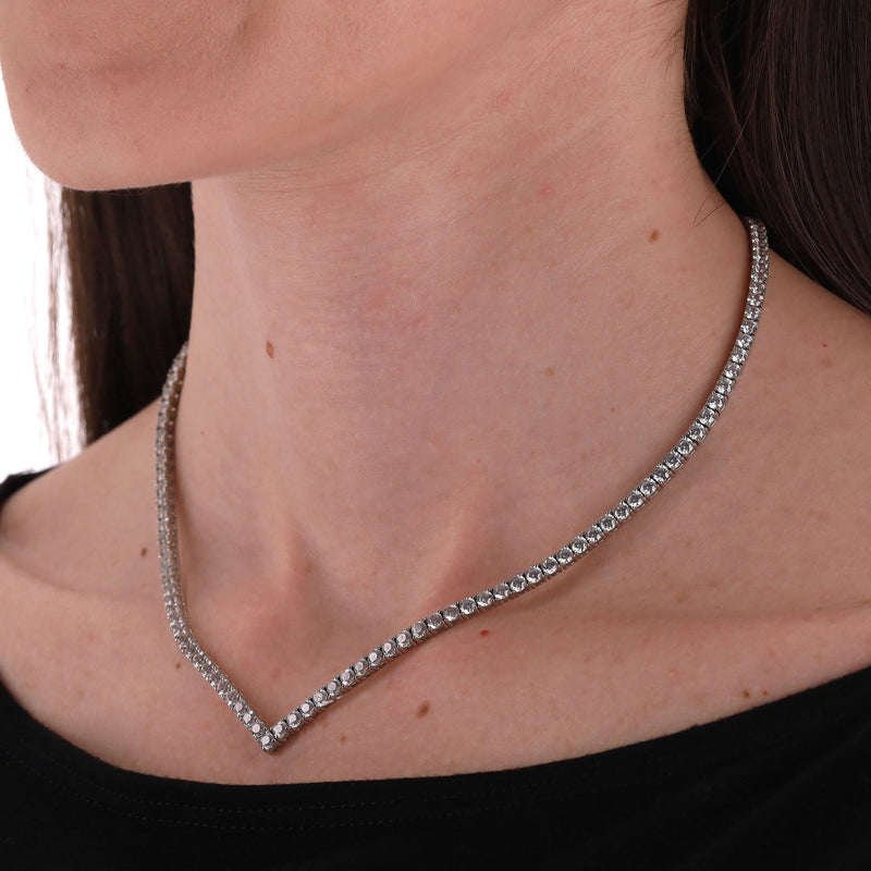 Carat London White Gold Plated Necklace With Brilliant Stones