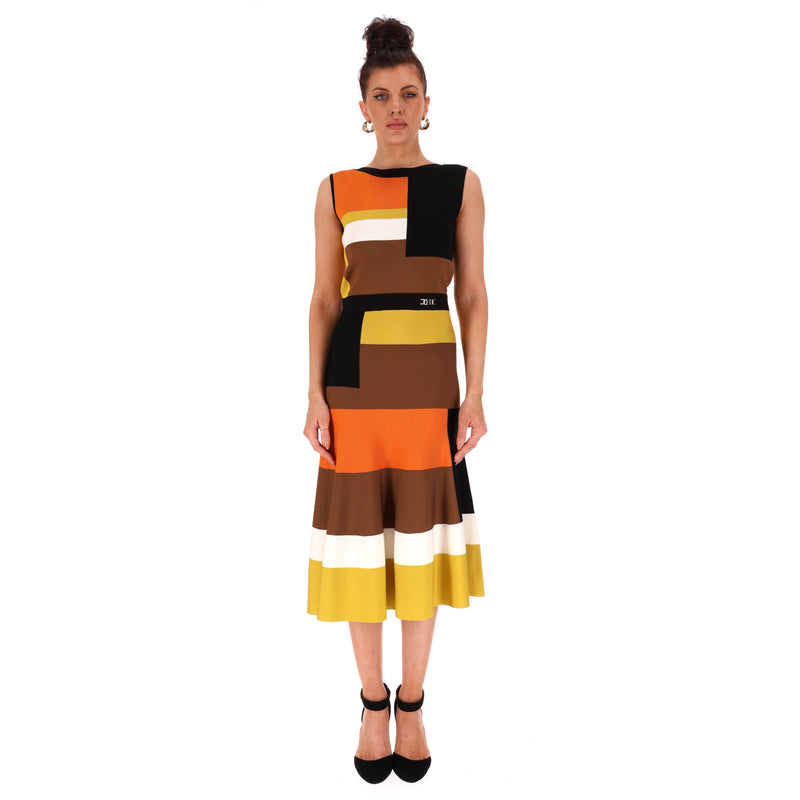 Carolina Herrera Colour-Block Midi Dress. Size XS