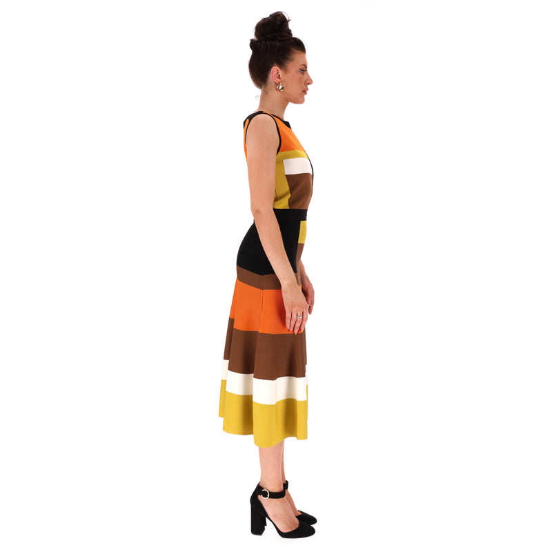 Carolina Herrera Colour-Block Midi Dress. Size XS