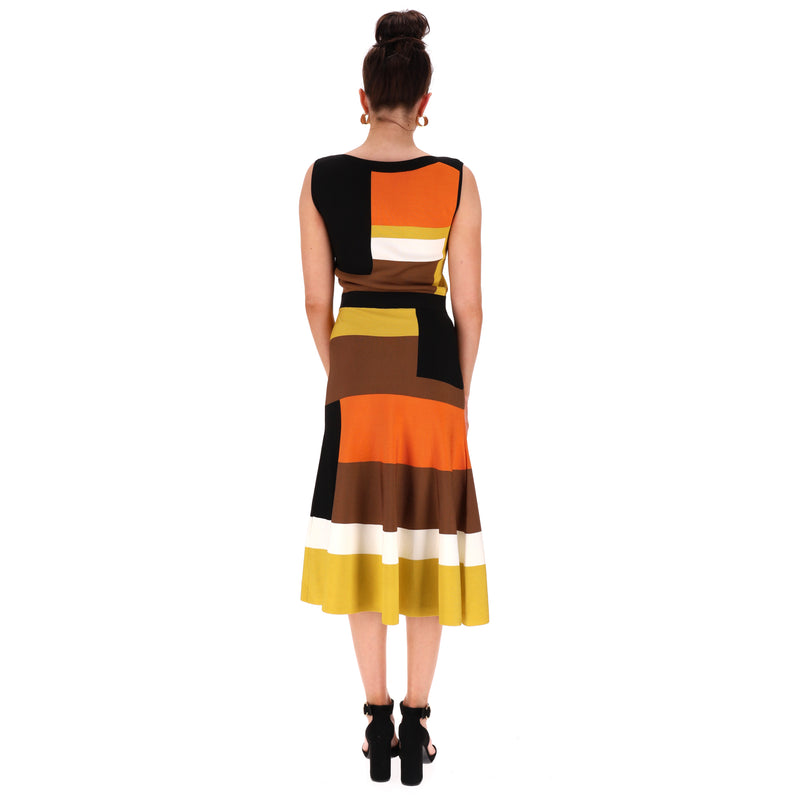 Carolina Herrera Colour-Block Midi Dress. Size XS