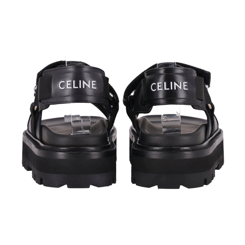 Celine Jacquard & Calfskin Billie Sandals. Size 39