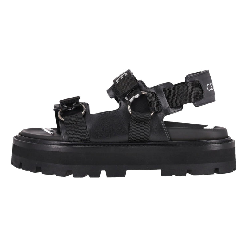 Celine Jacquard & Calfskin Billie Sandals. Size 39