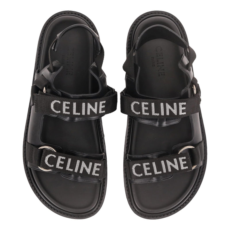Celine Jacquard & Calfskin Billie Sandals. Size 39
