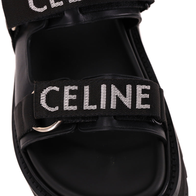Celine Jacquard & Calfskin Billie Sandals. Size 39
