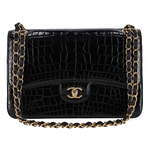 Chanel Shiny Alligator Jumbo Double Flap Bag