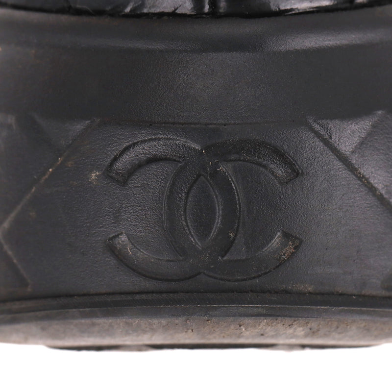 Chanel Quilted Patent Leather High-Top Sneakers. Size 40.5