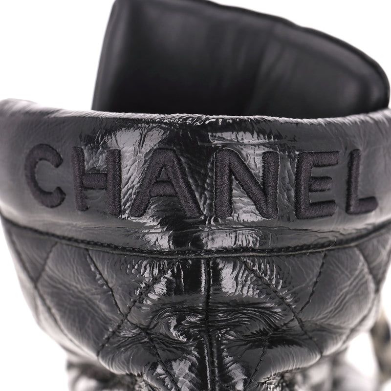 Chanel Quilted Patent Leather High-Top Sneakers. Size 40.5