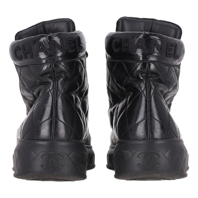 Chanel Quilted Patent Leather High-Top Sneakers. Size 40.5