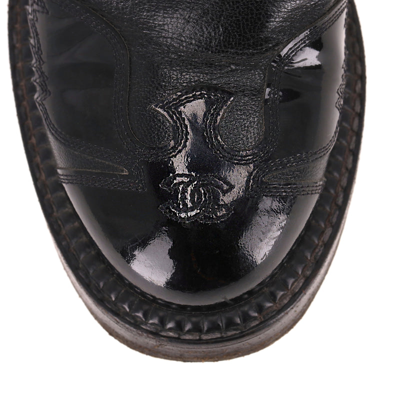 Chanel 'CC' Logo Utah Eagle Biker Boots. Size 37