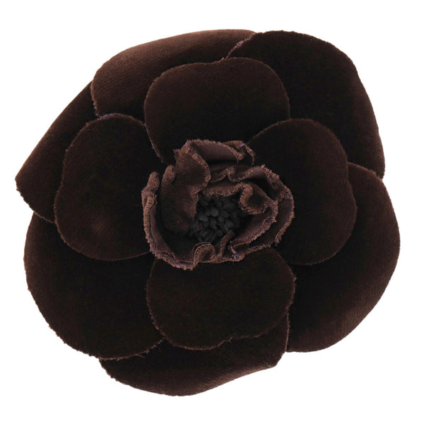 Chanel Camellia Flower Velveteen Brooch Pin