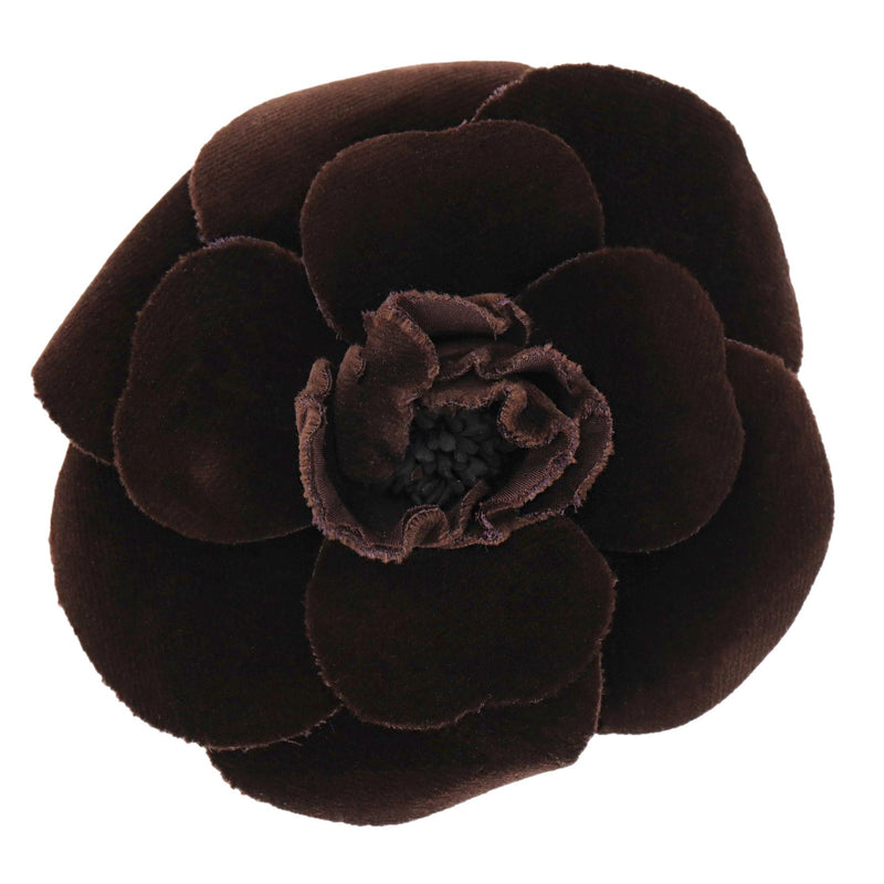Chanel Camellia Flower Velveteen Brooch Pin