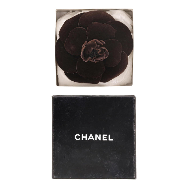 Chanel Camellia Flower Velveteen Brooch Pin