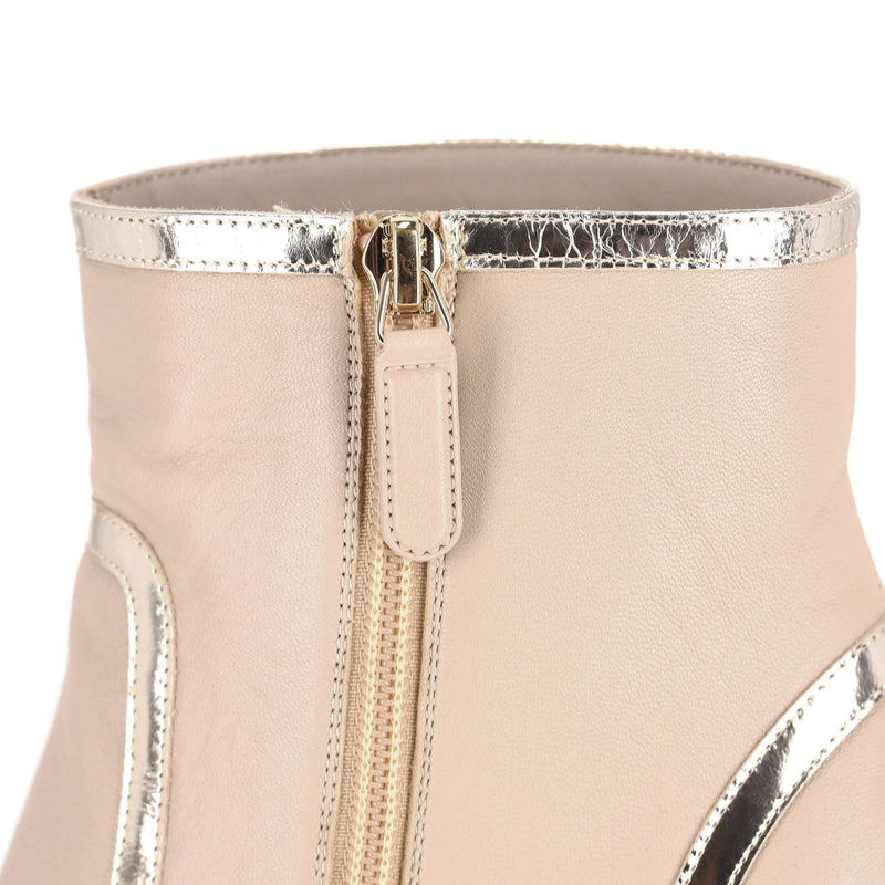 Chanel Lambskin Leather Ankle Boots With Grosgrain Trim & 'CC' Logo Heels. Size 40
