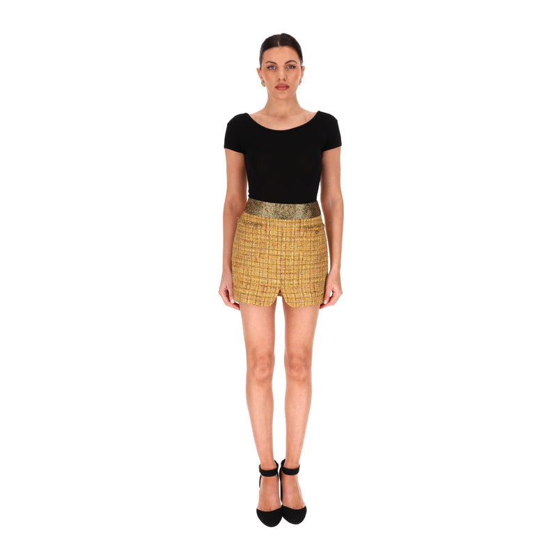 Chanel Fantasy Wool Tweed & Crystal Mini Skirt. Size 38FR