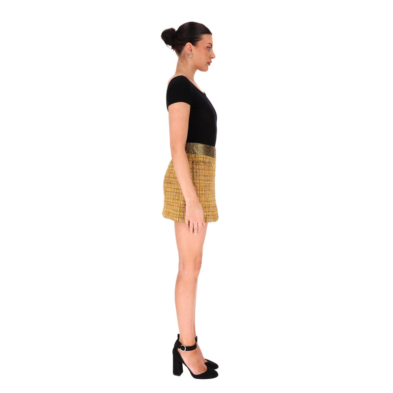 Chanel Fantasy Wool Tweed & Crystal Mini Skirt. Size 38FR