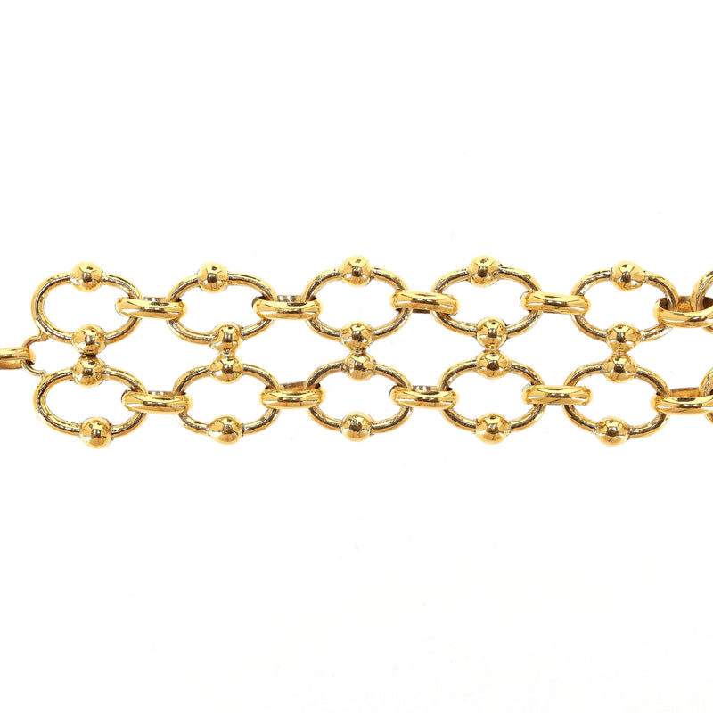 Chanel 24k Gold Plated Fancy Link Bracelet With 'CC' Medallion Charm