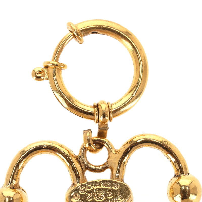 Chanel 24k Gold Plated Fancy Link Bracelet With 'CC' Medallion Charm