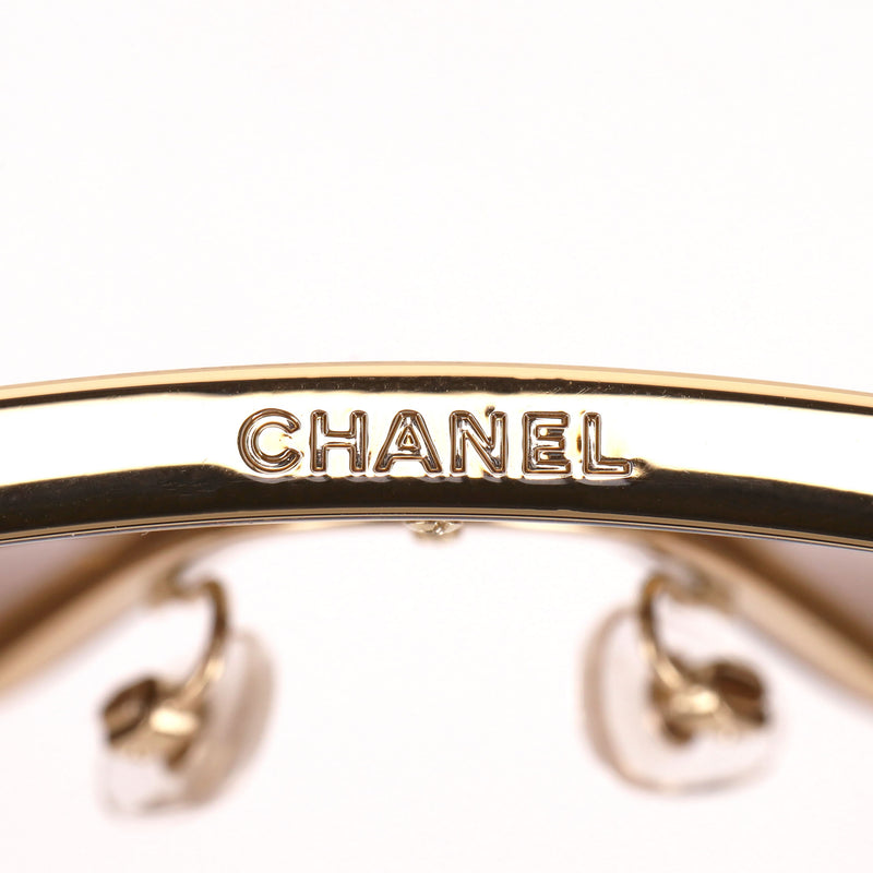 Chanel Shield Mirrored Sunglasses With Chain & 'CC' Logo Arms