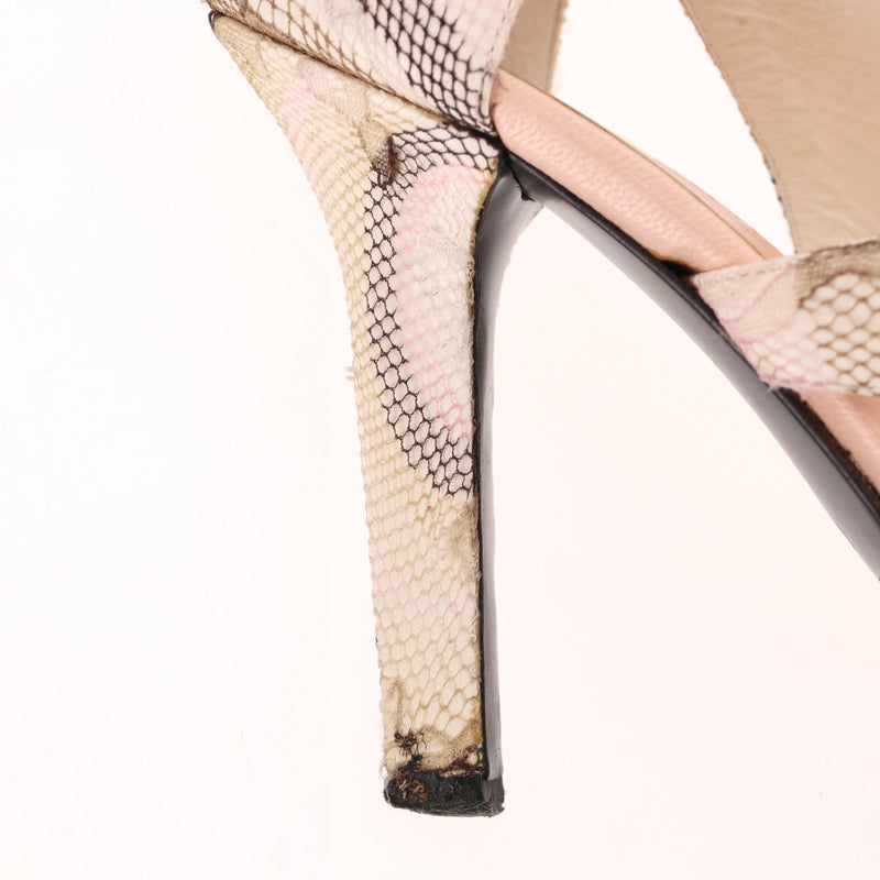 Chanel Snakeskin D'Orsay Sandals. Size 40