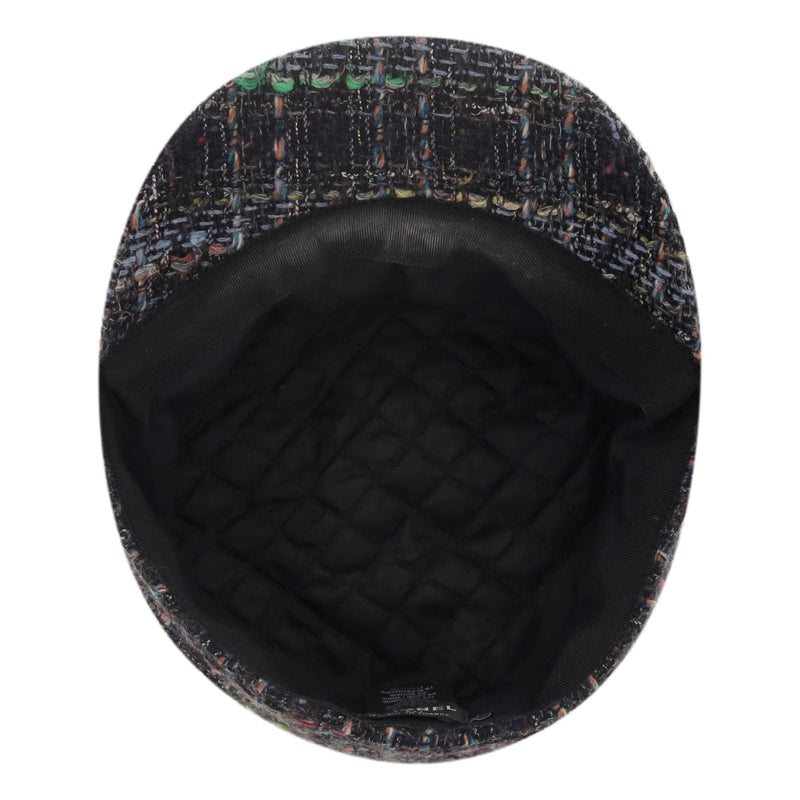 Chanel Tweed Cap With 'CC' Logo Detail