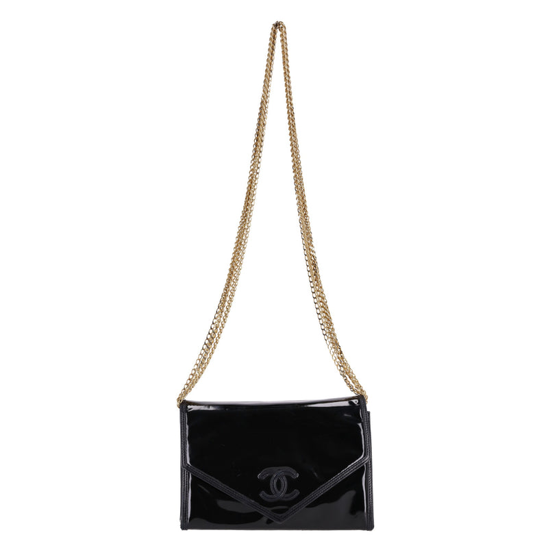 Chanel Vintage Patent Leather 'CC' Logo Crossbody Bag