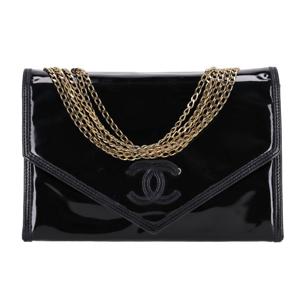 Chanel Vintage Patent Leather 'CC' Logo Crossbody Bag