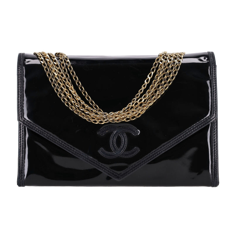 Chanel Vintage Patent Leather 'CC' Logo Crossbody Bag