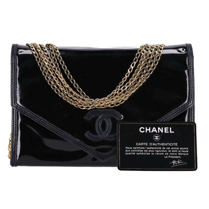 Chanel Vintage Patent Leather 'CC' Logo Crossbody Bag