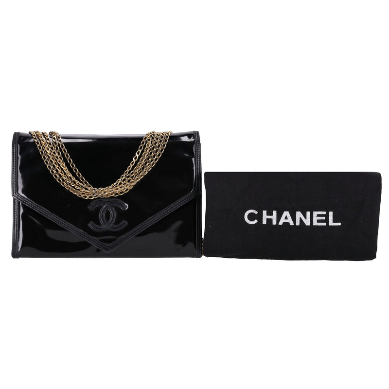 Chanel Vintage Patent Leather 'CC' Logo Crossbody Bag