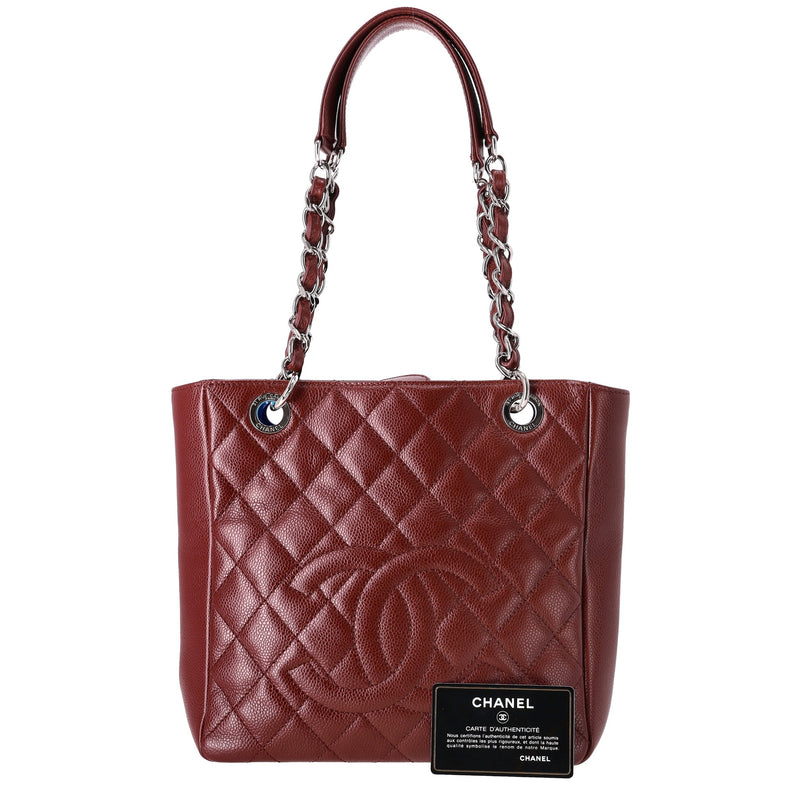 Chanel 'CC' Logo Caviar Leather Petite Shopping Tote Bag