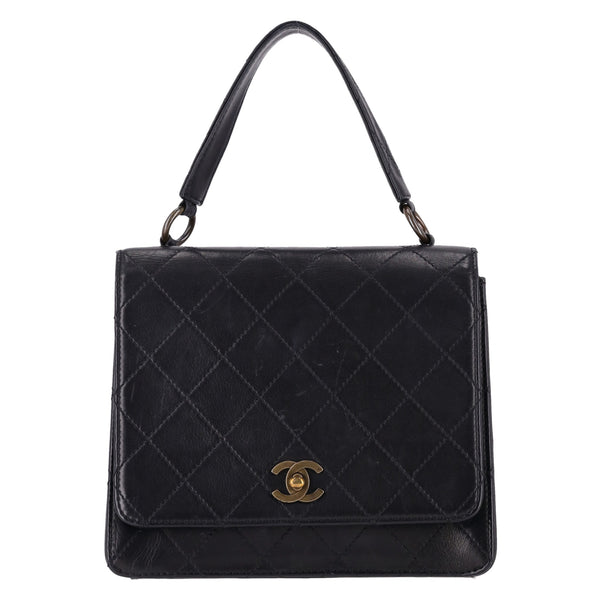 Chanel 'CC' Turn-Lock Diamond Quilted Leather Vintage Bag
