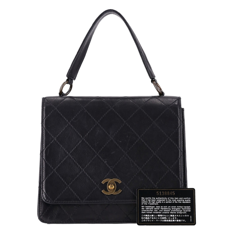Chanel 'CC' Turn-Lock Diamond Quilted Leather Vintage Bag