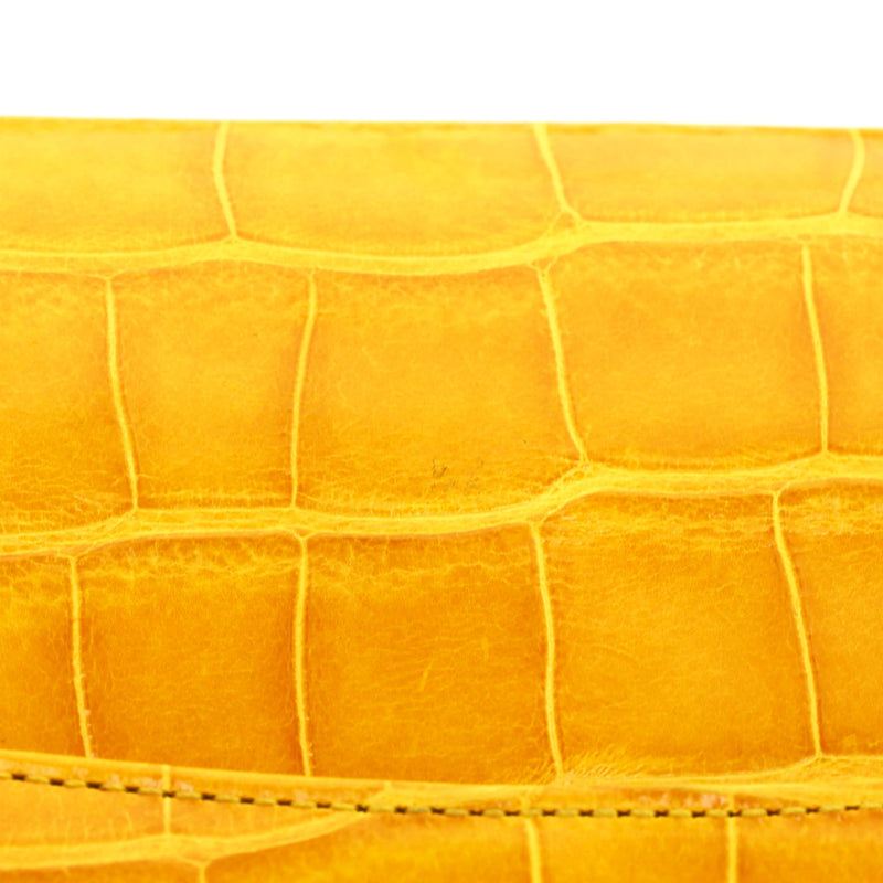 Chanel Shiny Alligator Skin Jumbo Double Flap Hand Bag