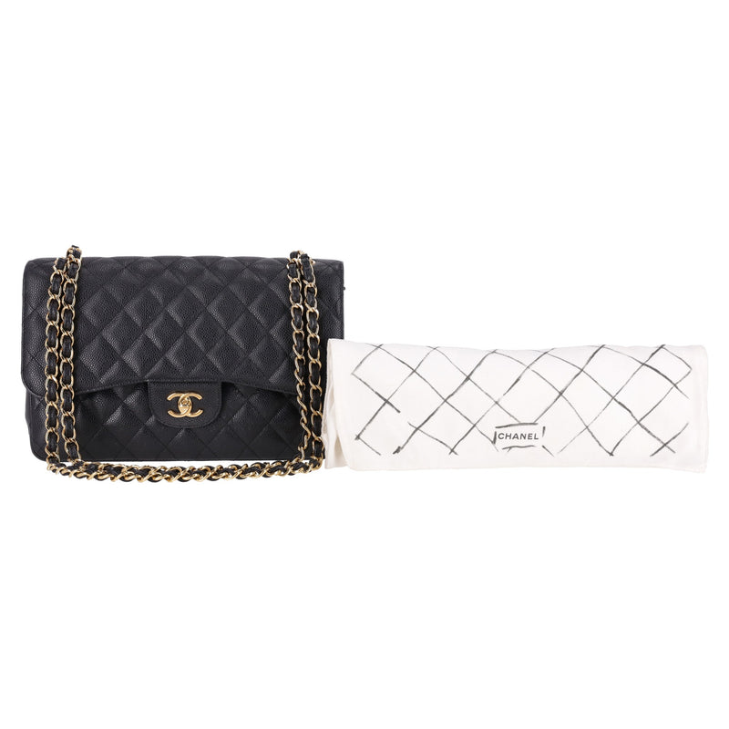 Chanel Classic Jumbo Double Flap Caviar Leather Handbag