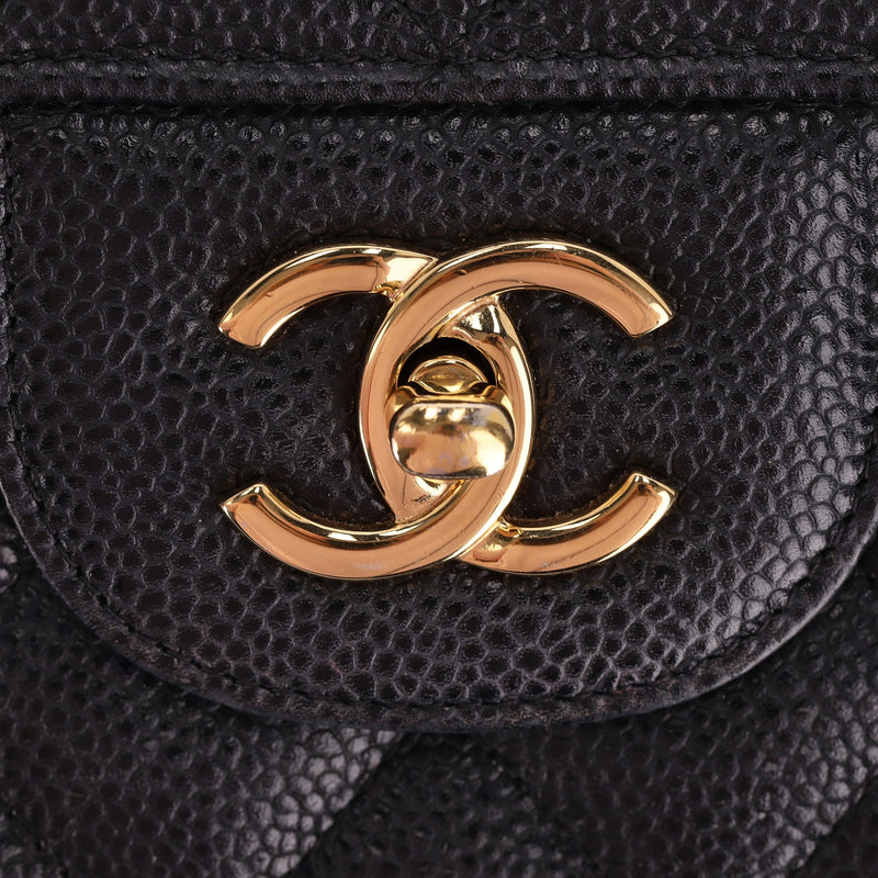 Chanel Classic Jumbo Double Flap Caviar Leather Handbag